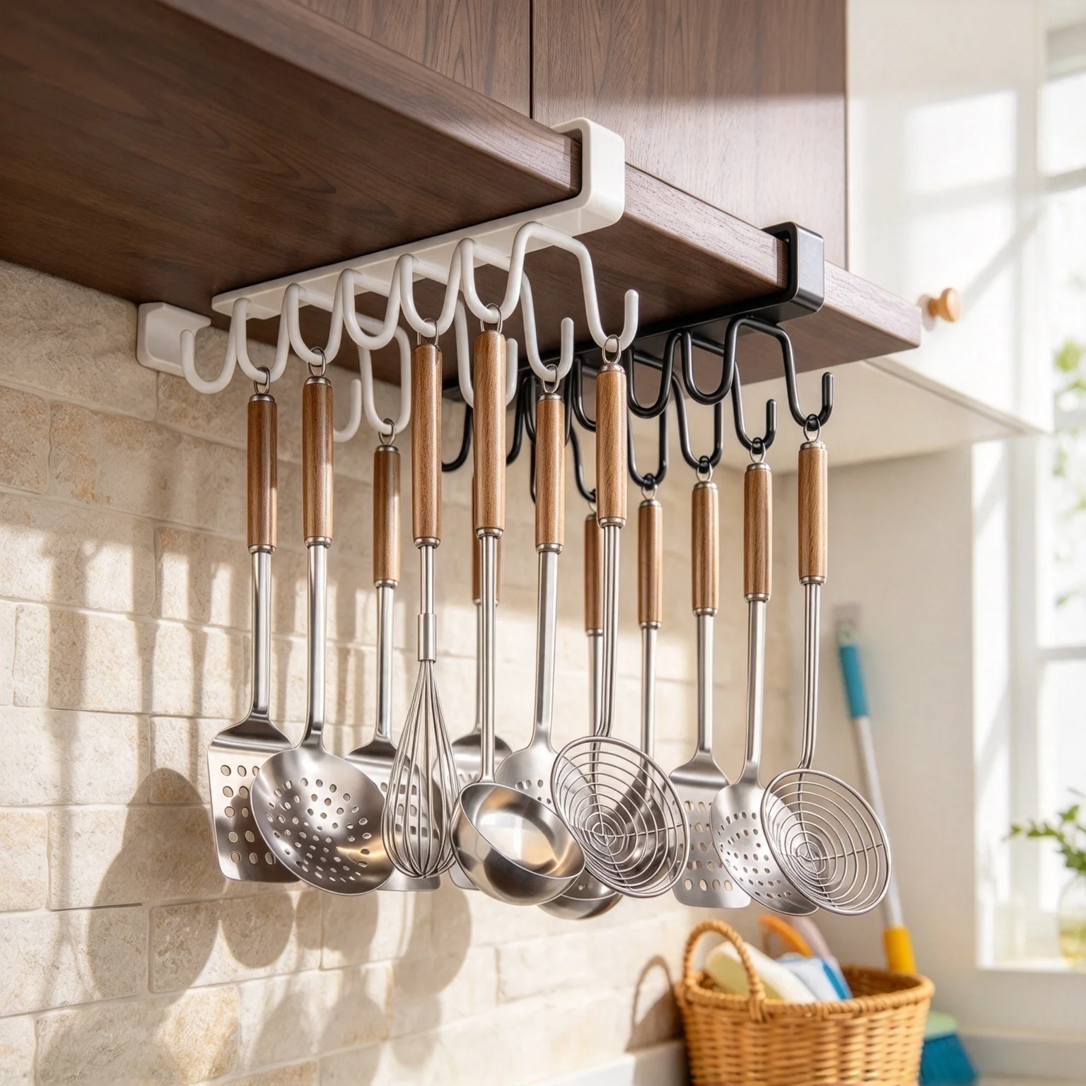 No‑Drill Retractable Telescopic Pull‑Out Clothes Hanging Rod Space Saving Cabinet Mount Closet Wardrobe Garment Storage Organize