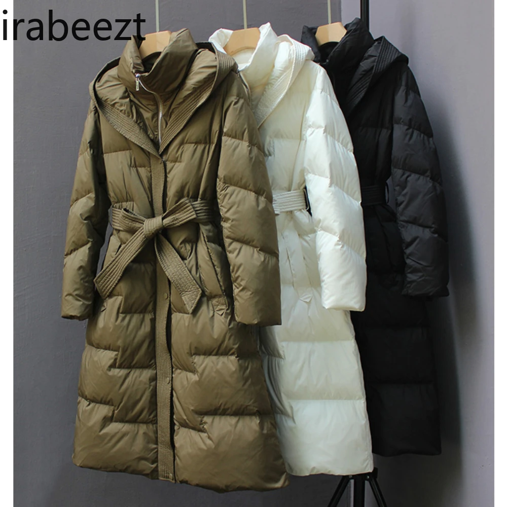 Fashion Long Down Jacket for Women Over The Knee Thickened Waist Slimming 2024 Winter New Slim Fit Cotton Coat Women