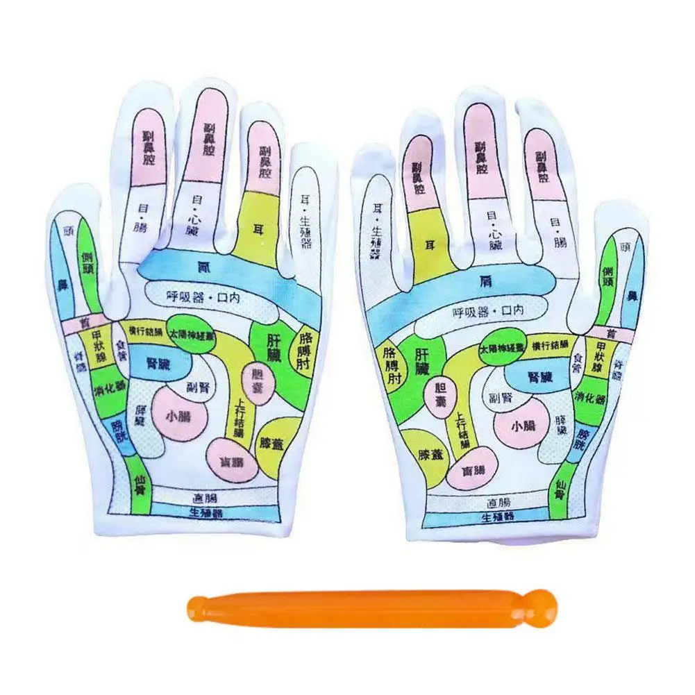 1 ชุด Acupoint ถุงมือ Reflection Area นวด Meridian Hand Therapy วัฒนธรรมภาพประกอบจีนยา Conditioning