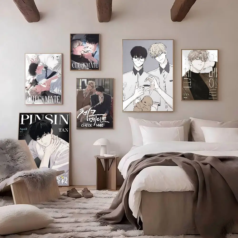 Check Mate bl Anime Whitepaper Poster Retro Kraft Paper Sticker DIY Room Bar Cafe Vintage Decorative Painting