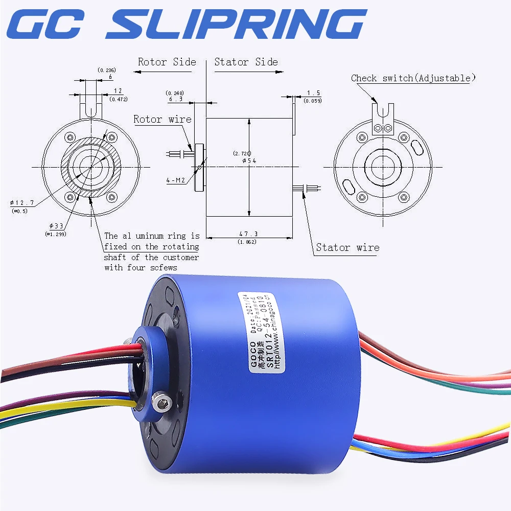 slip ringThrough hole slip ring 12.7mm8 circuit 10A electric slip ring electric ring collector ring  conductive ring electric