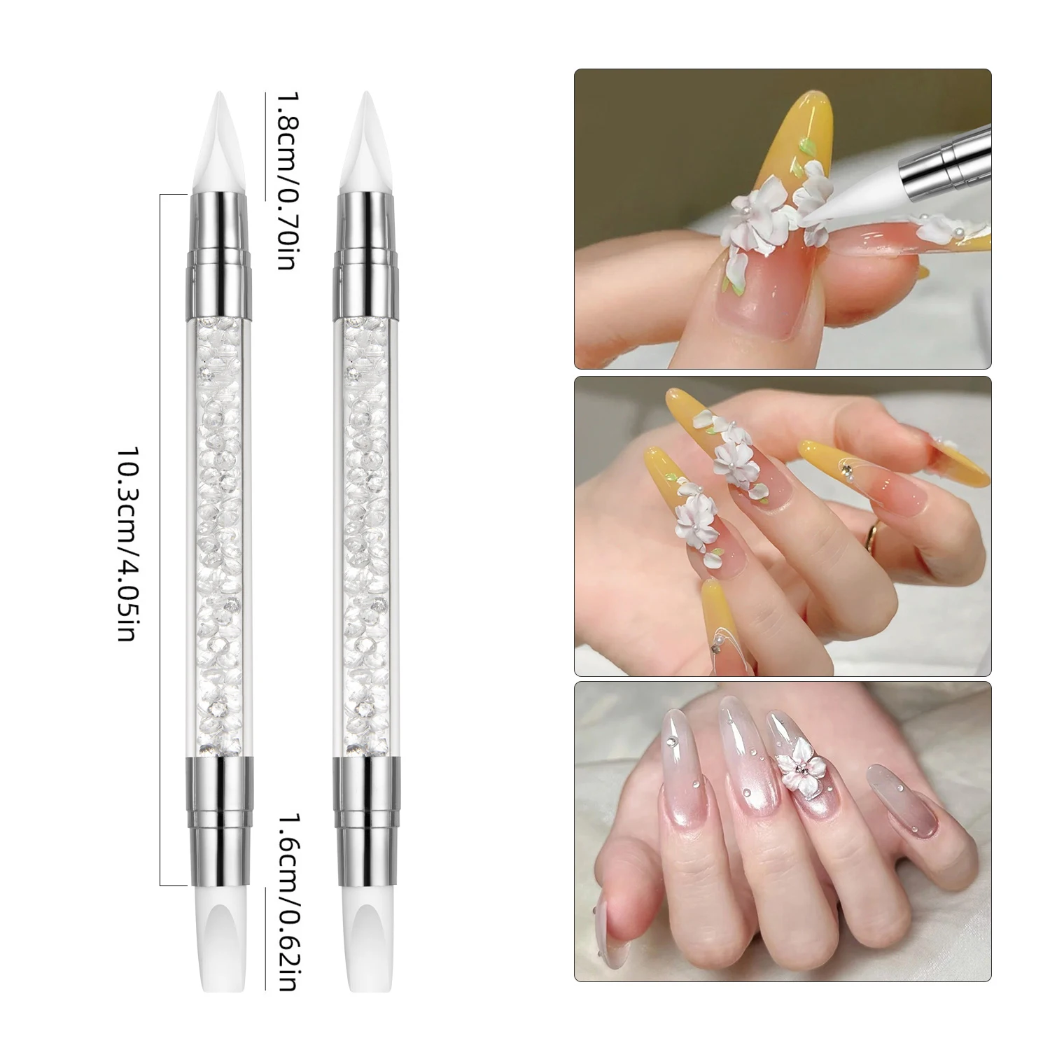 Dual-ended Silicone Sculpture Pen for Nail Art, Easy and Precise Nail Design Tool, 3D Carving Glitter Dotting Brush image 6