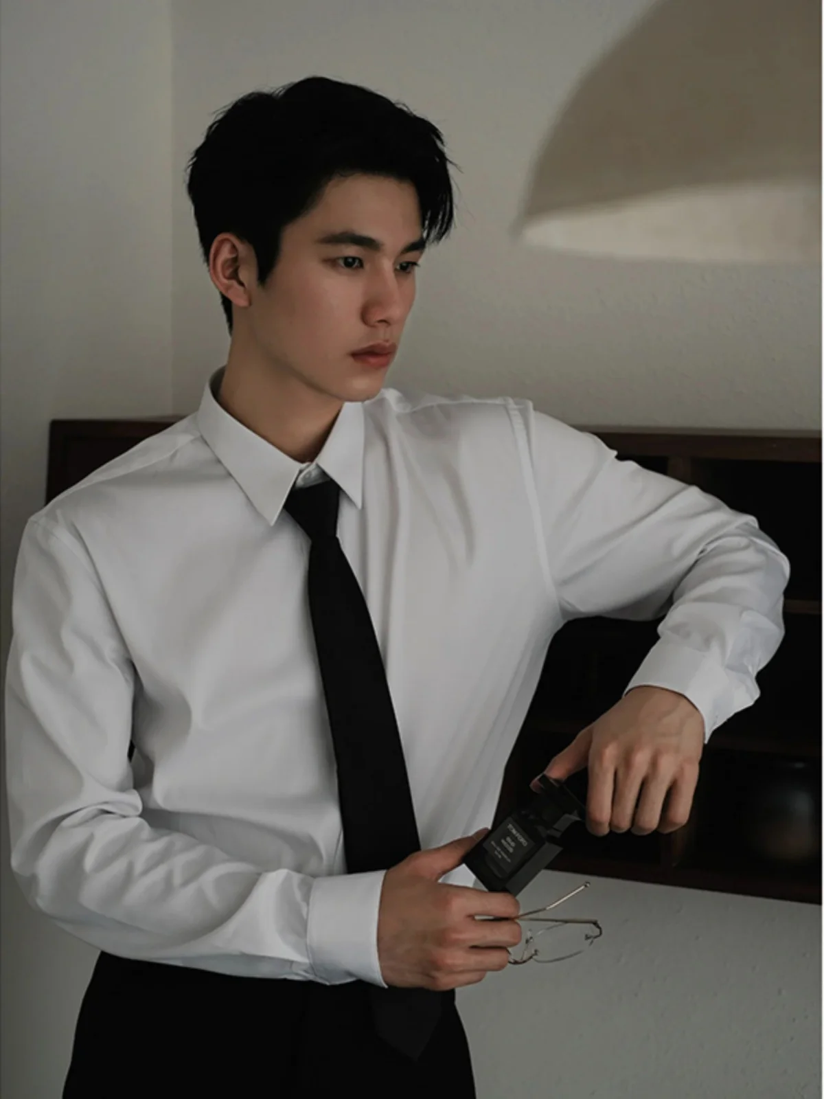 

Summer White Long Sve Men's irt Profional Formal Casual Inner Wear irt Jaet M Mature Stable Youth ular Loose Fit