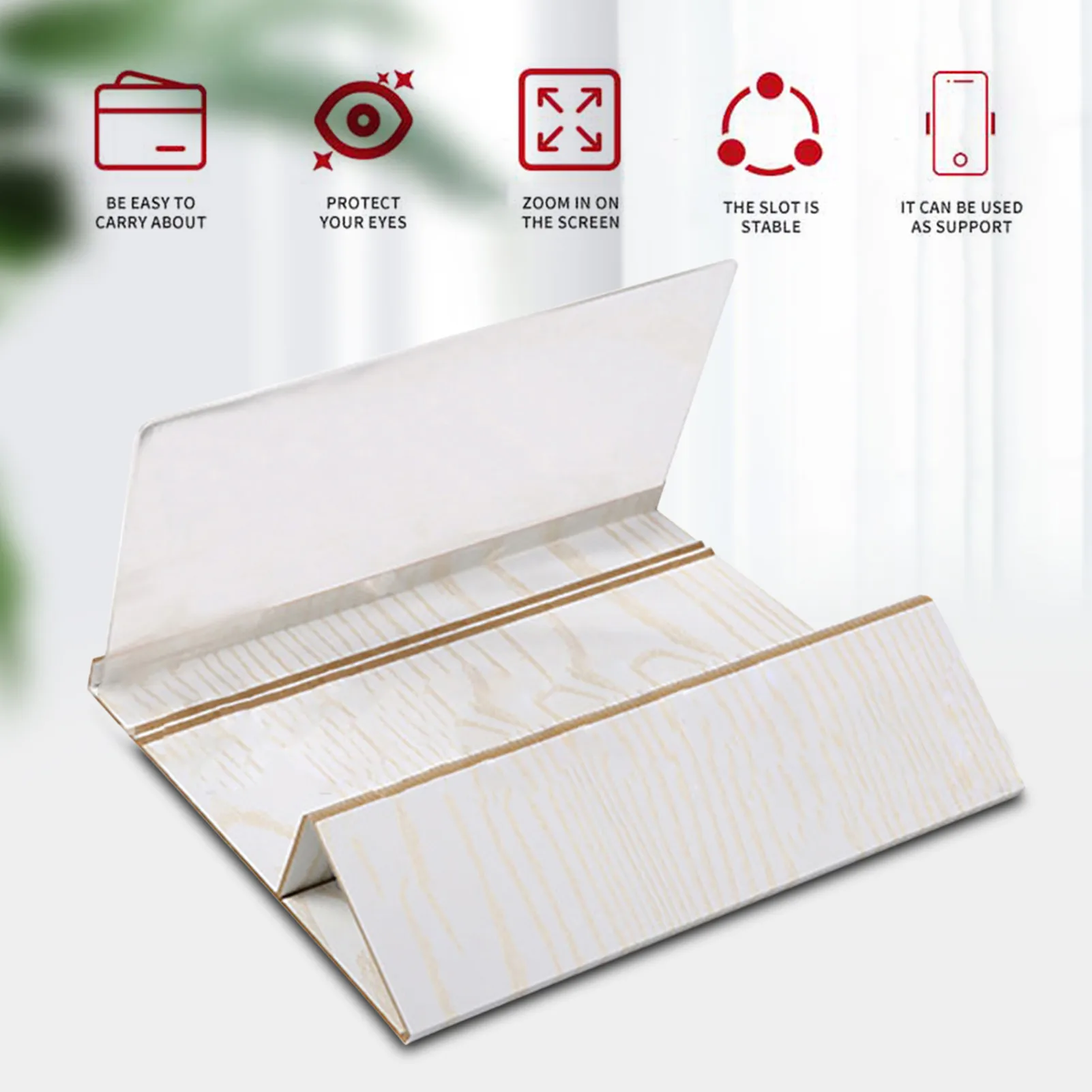 휴대폰 화면 돋보기 앰프, 접이식 디자인, HD 비디오 돋보기, 시계 영화, 스마트폰 브래킷 홀더