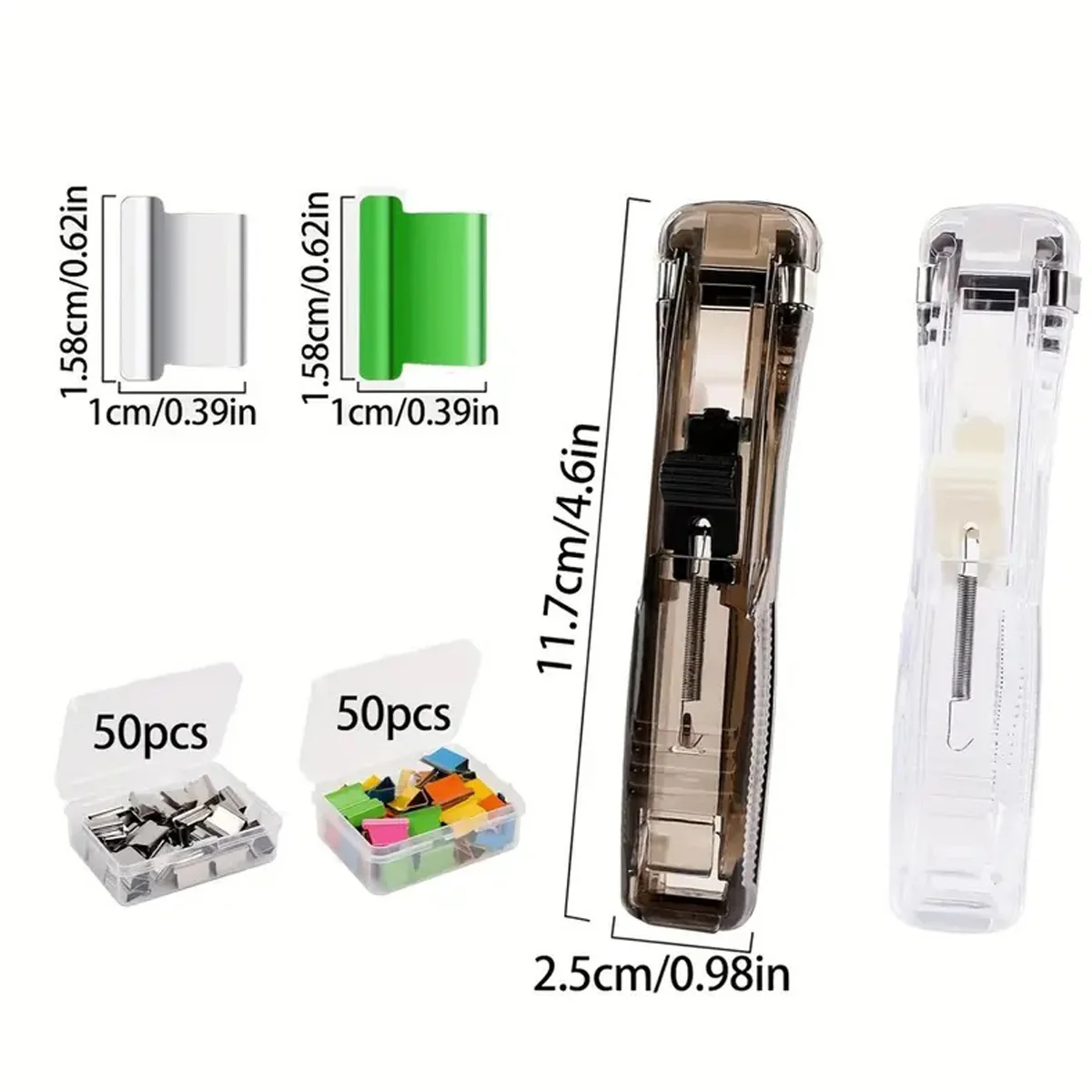 Agrafeuse à Clip avec 100 Clips de reliure, agrafeuse moderne, pince à épiler, pince à papier de bureau, 2 pièces
