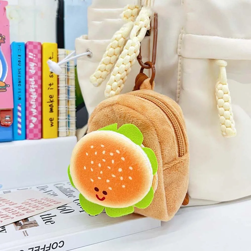 Creative Hamburger Capybara Storage Bag Food Series Portable Plush Small Purse Pendant Biscuit Cartoon Keychain Bag Gifts