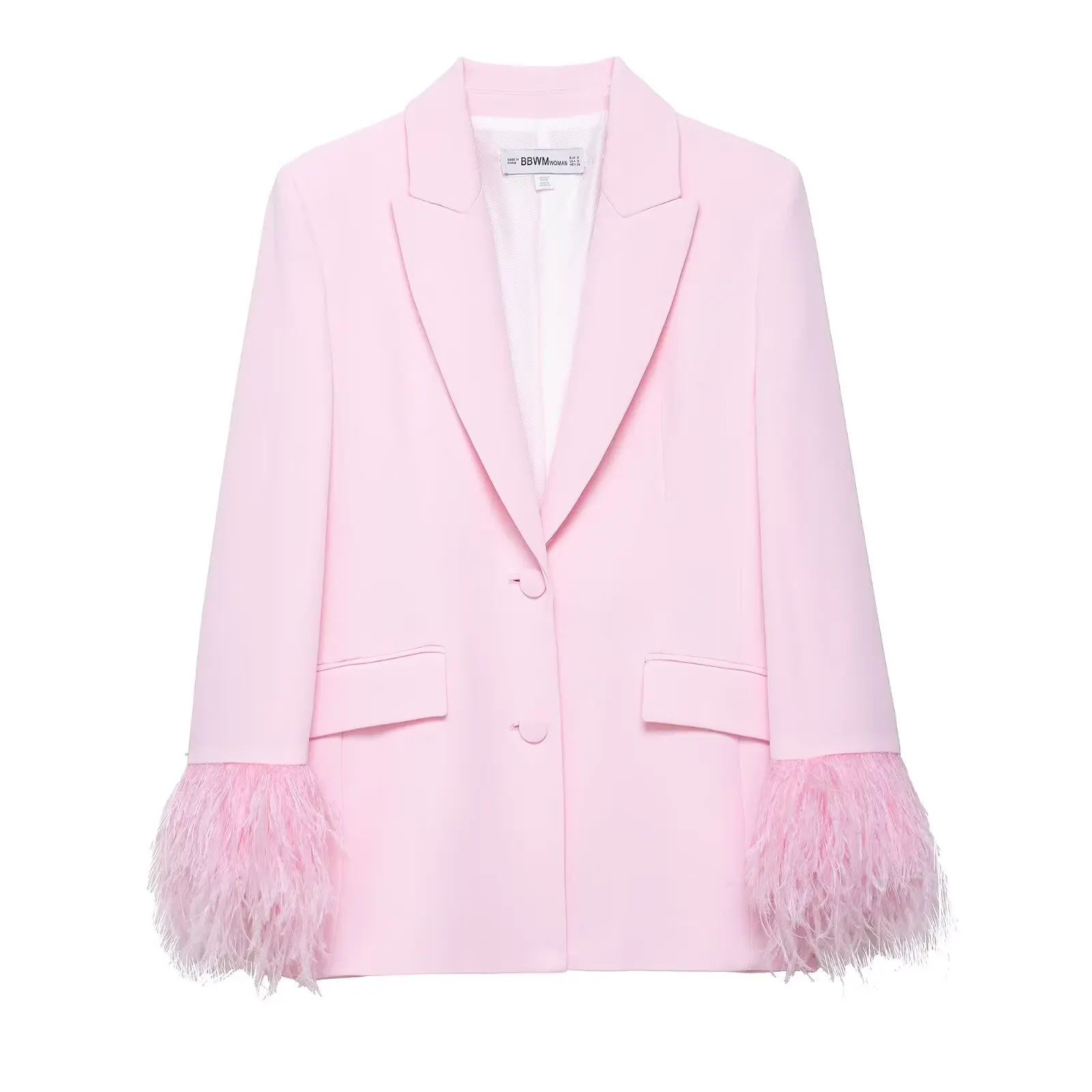 

2025 new women's clothing European and American style temperament lapel feather decoration unique coat