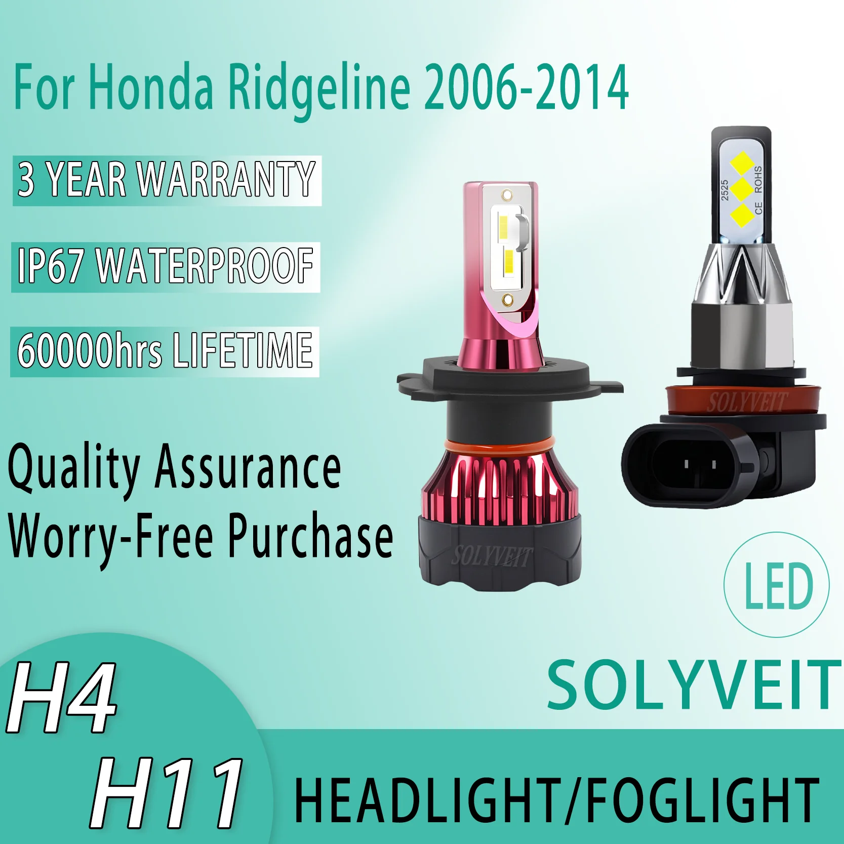 

High Lumen Output Instant Start Energy Saving H4 H11 LED HEADLIGHT FOGLIGHT FOR Honda Ridgeline 2006-2010 2011 2012 2013 2014