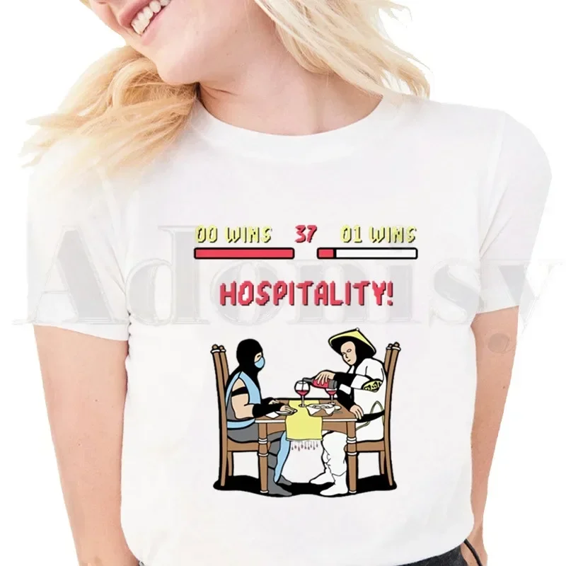 

Футболки Mortal Kombat Cool Boy Girl Game MK, мужская футболка с короткими рукавами, женские топы, футболки в стиле Харадзюку, винтажные