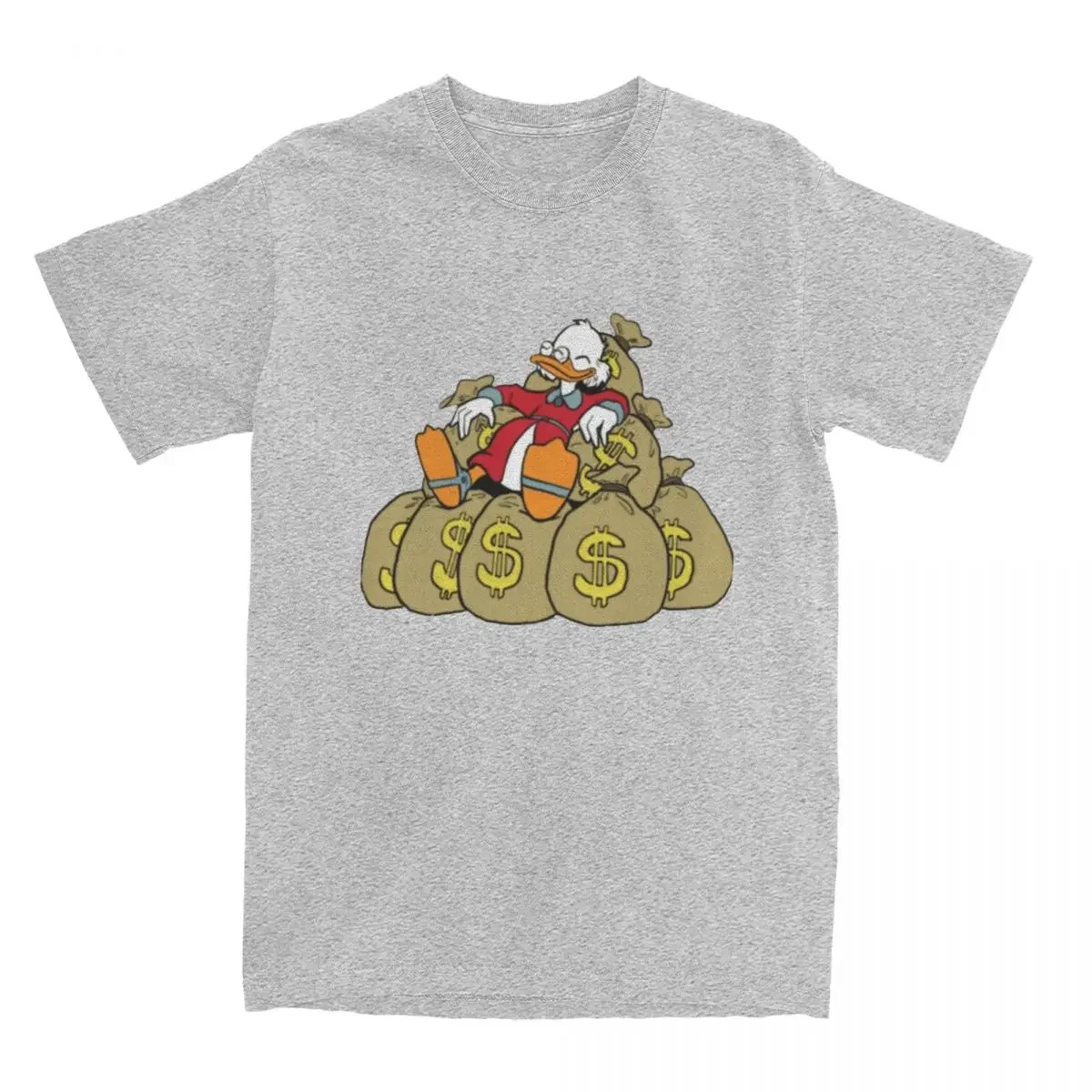 Picsou Art Uncle Scrooge Ducktales T-Shirt for Men Vintage Cotton Tee Shirt Round Neck Short Sleeve T Shirts Plus Size Clothing