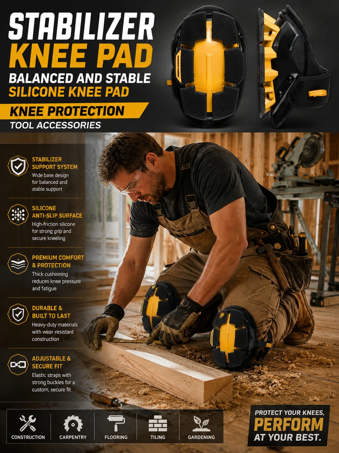 stabilizer knee pad balanced and stable silicone knee pad, knee protection tool accessories