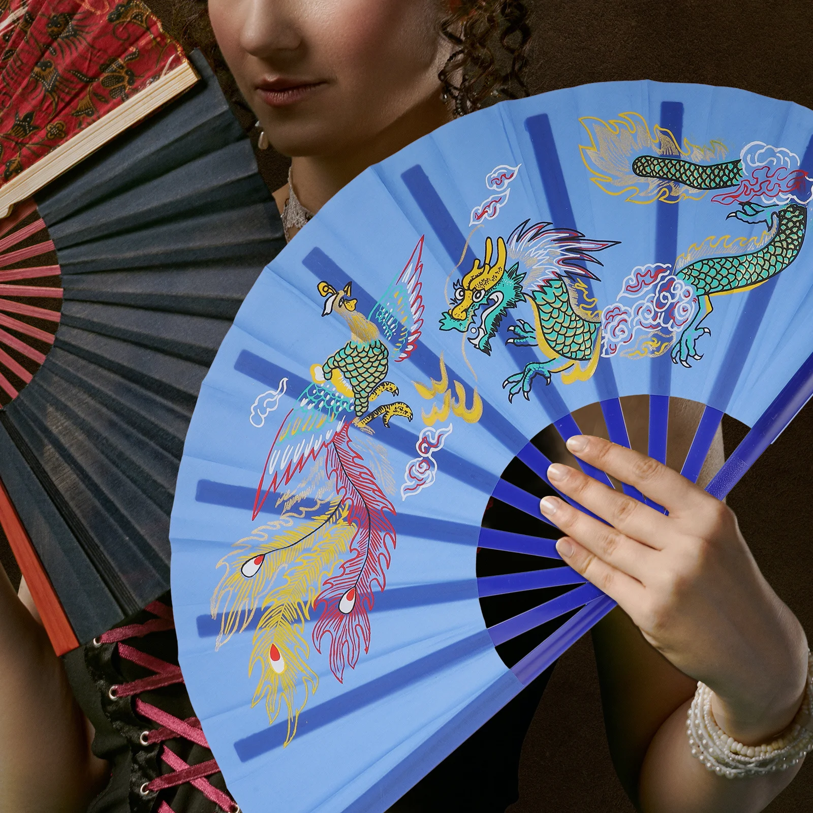 

Classical Chinese Style Kung Fu Folding Fan Dance Photography Stage Prop Gift Holiday Fan Kung Fu Dancing Fan,