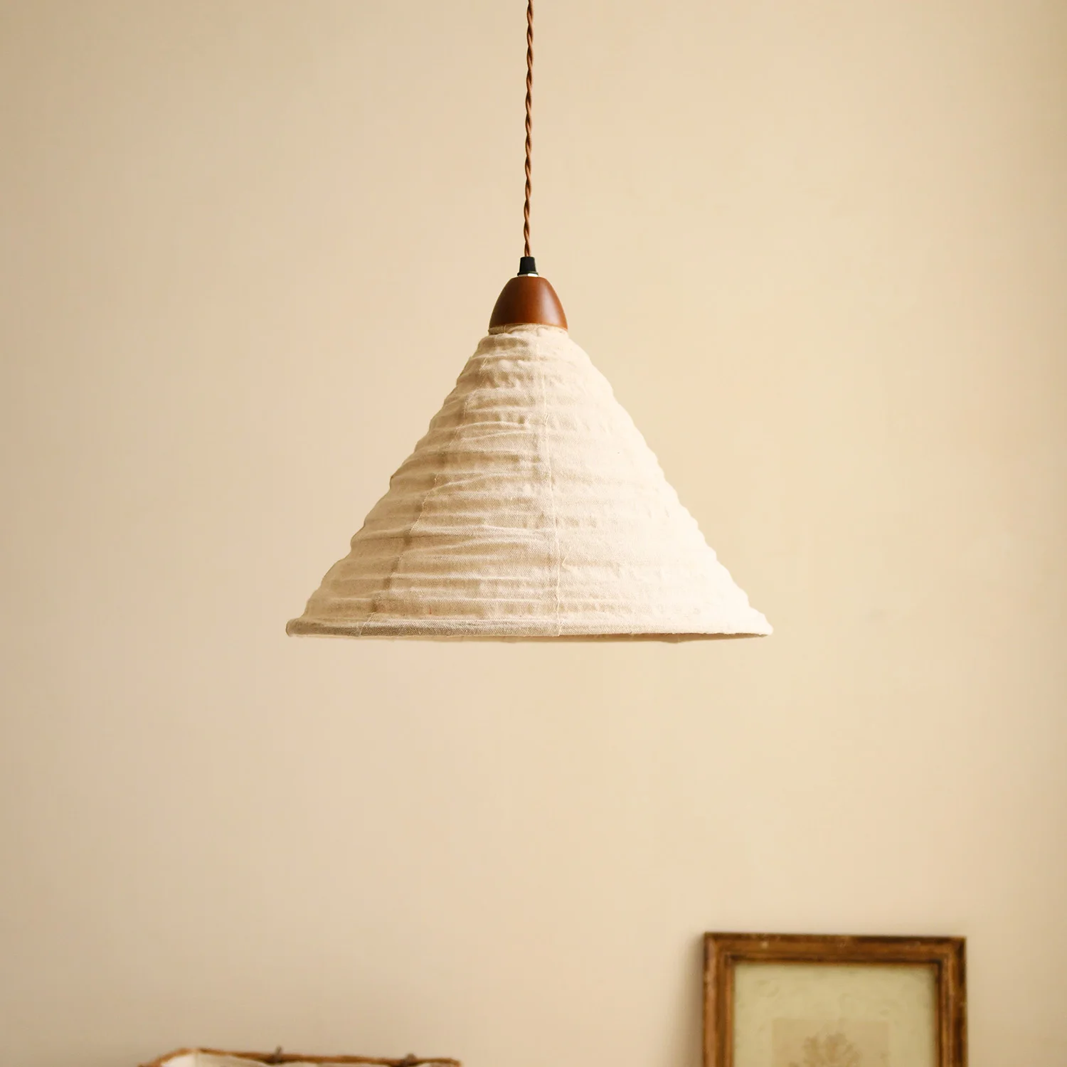 Handmade linen-cotton pendant light Japanese Wabi Sabi style natural minimalist Zen style Chinese art bedroom lighting fixtures