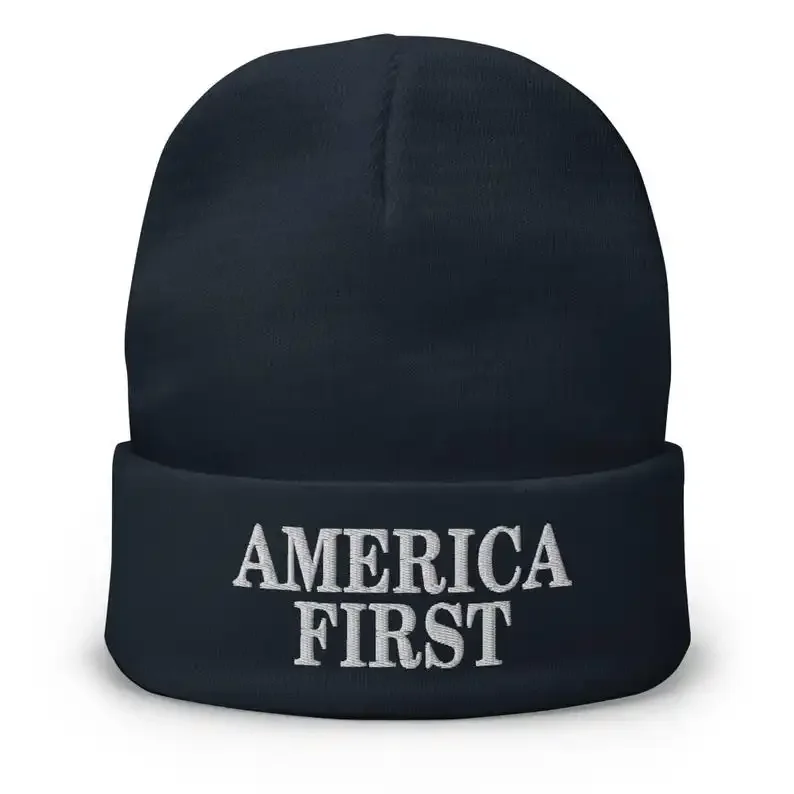 Custom Hat America First Beanie, Embroidered Beanie, Otto Cap, Republican, Conservative, Patriotic, American, USA
