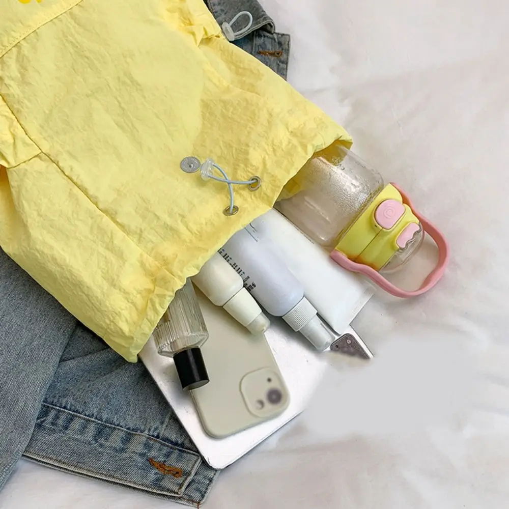 한국 스타일 야외 Drawstring 배낭 도파민 색상 방수 과일 나일론 배낭 통근 도서 가방 하이킹 숄더 백