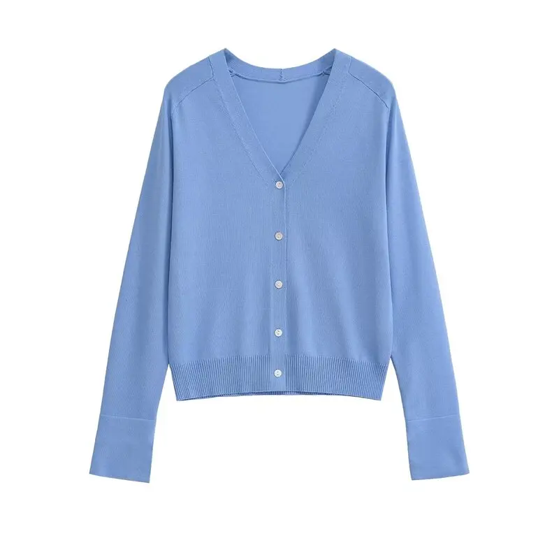 

New Summer 2025 Women's Knitted Long Sve V-Ne Versatile Fine Needle Outerwear Comfortable Fit Cardigan Color