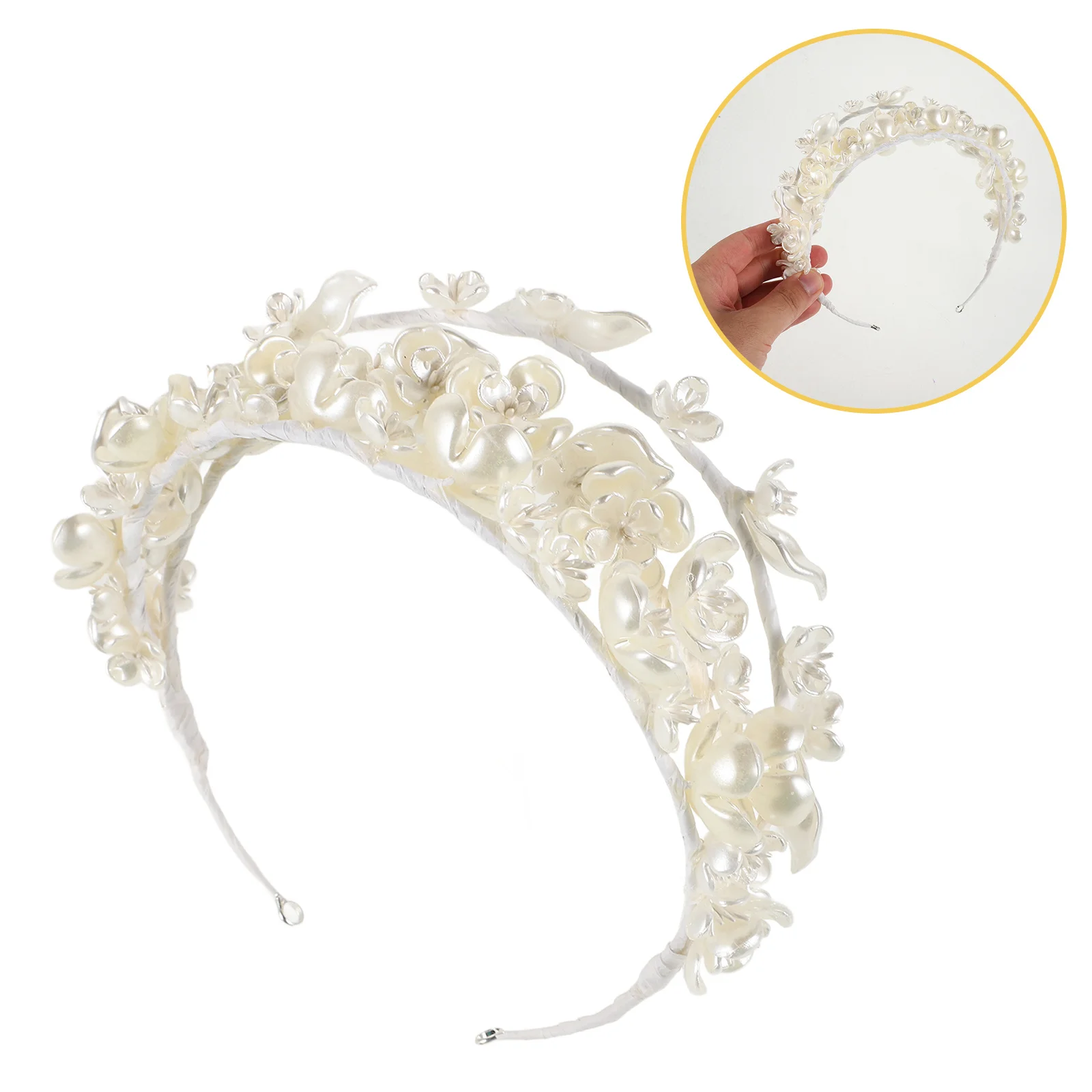 

Elegant Bridal Tiara Headdress Pearl Crown Wedding Headpiece Decorative Bride Tiaras Women Girls Accessories Crown for Bride