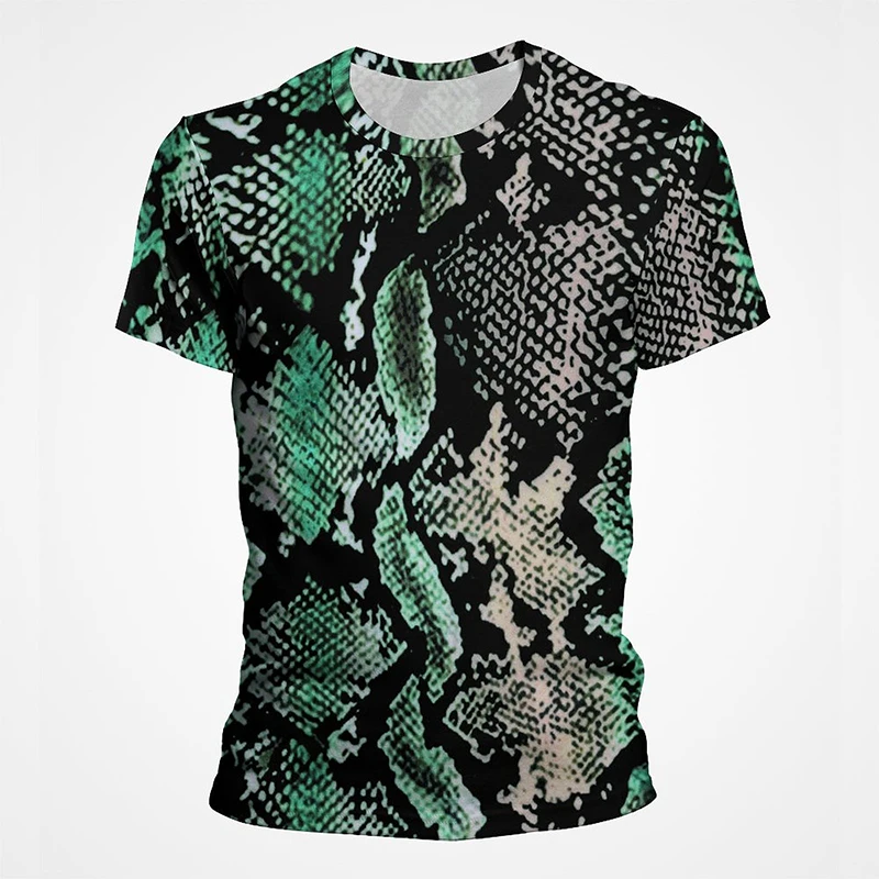 Snake Pattern T-shirt Vintage Men Casual Tee Horror Graphic Snake Skin 3D Print T Shirts Retro Streetwear Fashion Women Clothing