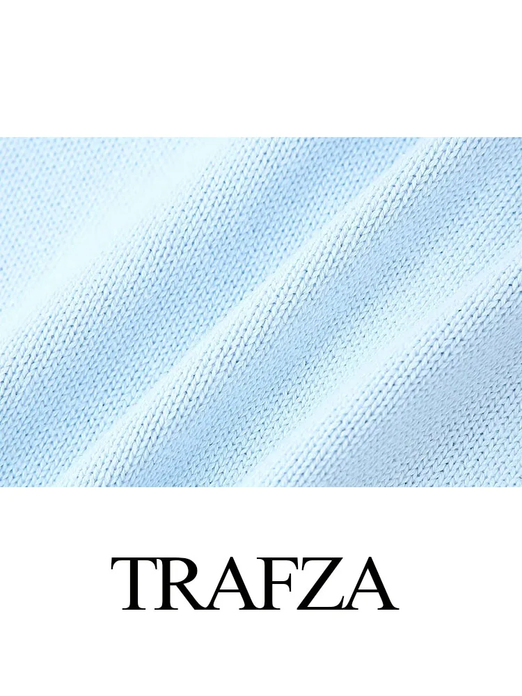 Женский трикотажный свитер TRAFZA, летний модный однотонный пуловер с лифом, женские элегантные топы с коротким рукавом и круглым вырезом