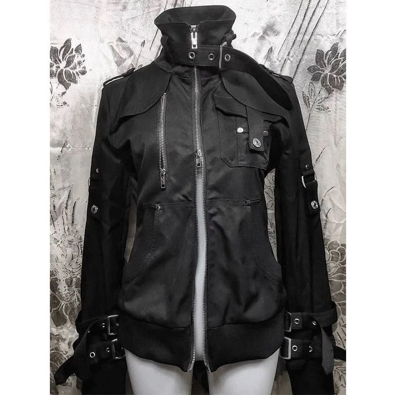 

2000s Gothic Punk Black Jackets Women Casual Y2k Clothing Elegant American Vintage Slim Short Coats Outwear Jacket Chic Autumn