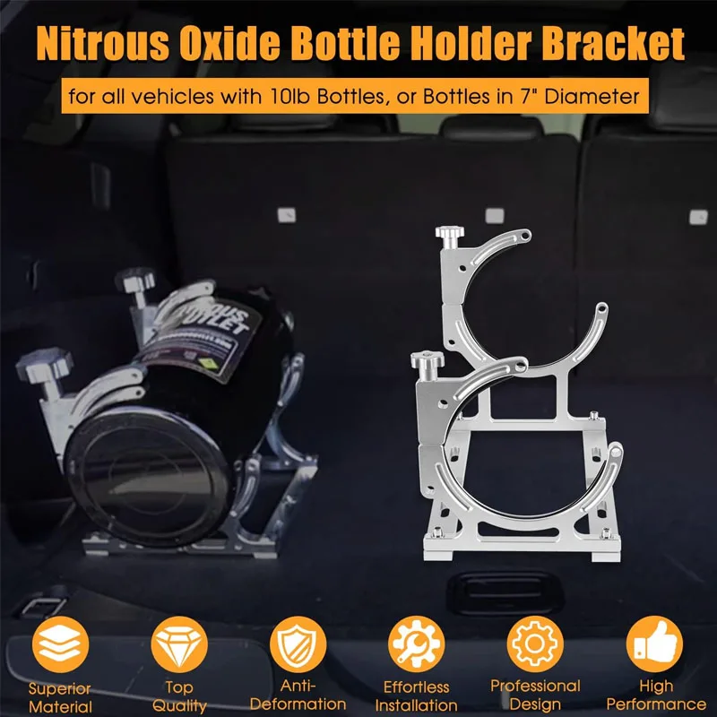 PCE150.1001 Nitrous Oxide Nos Aluminum Single Bottle Holder Bracket for all vehicles with 10lb Bottles or Bottles in 7