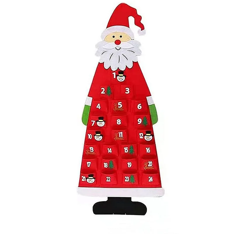 Felt Pendant Santa Claus Pocket Calendar Christmas Countdown Calendar Pendant Christmas Decorations Scene Background Supplies