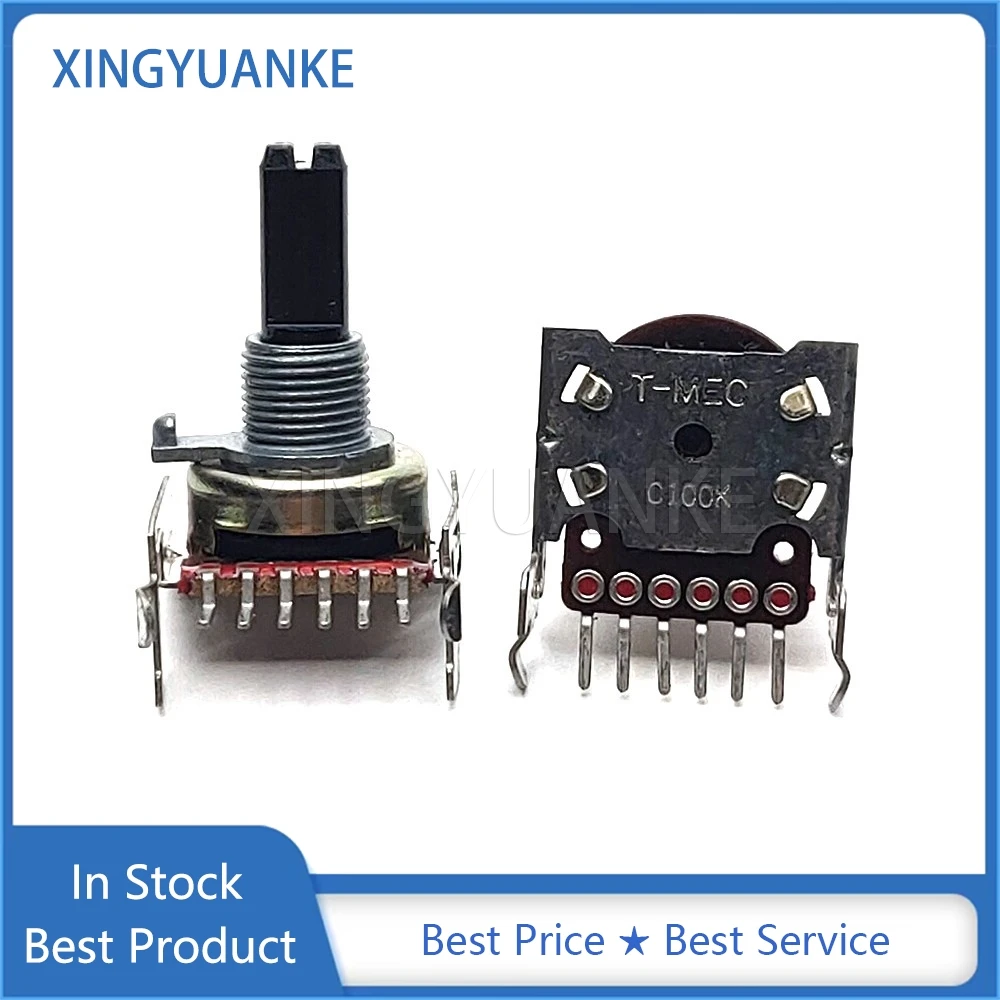 1PCS 161 Type Horizontal Double C100K With Midpoint Power Amplifier Volume Potentiometer 6-Pin Half Shaft Length 20MM