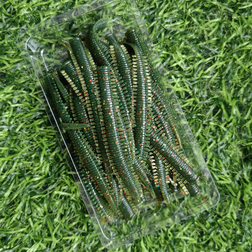 Swolfy 40PCS Soft Earthworm Fishing Lure 80mm 0.75g Soft Worm Jig Fish Wobbler Fishing Bait Artificial Soft Baits worm lure