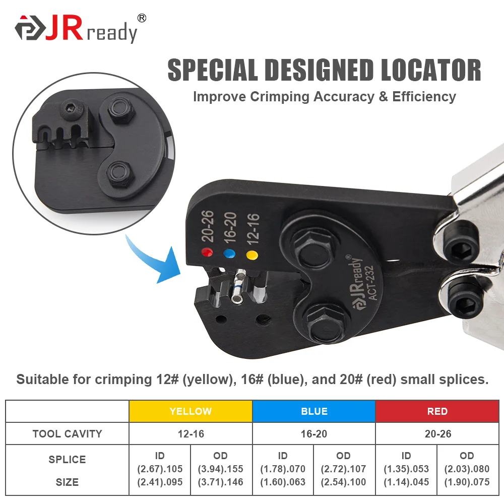 JRready ACT-232 ( M22520/37-1 Equivalent) Crimp Tool for Crimping M81824 Series Heat Shrinkable Splices + G411 Go-No Go Gauge