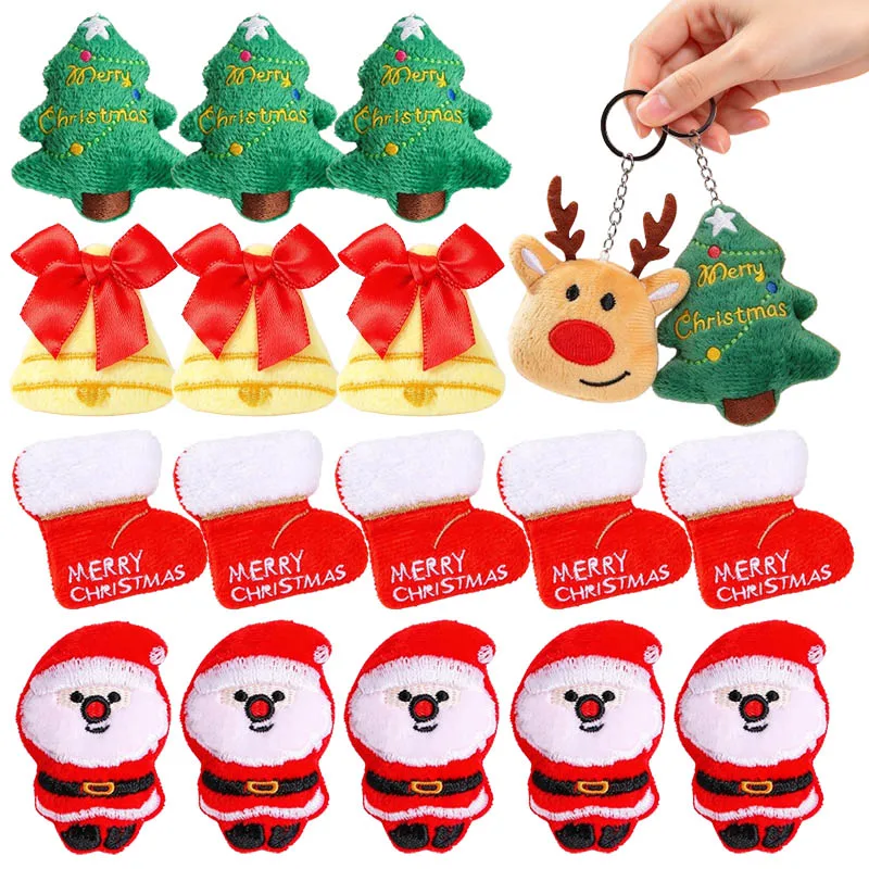 Handmade DIY Christmas Charms for Scarf Clothing Cartoon Accessories Plush Stuffed Doll Brooch Pendant Keychain Decoration New