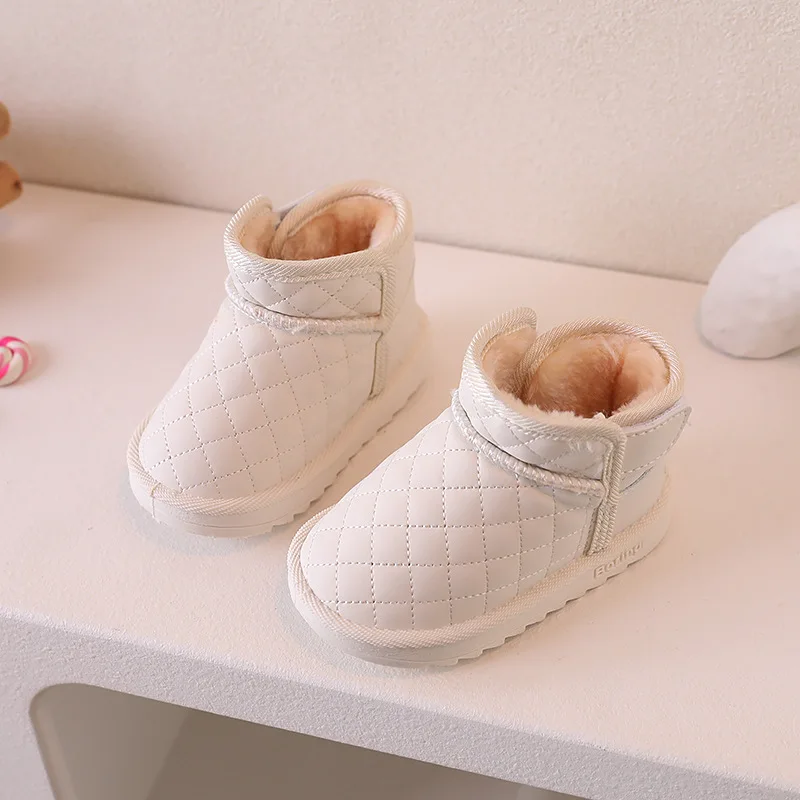 Stivali da neve per neonate autunno inverno bambini scarpe calde in cotone per esterni stivali Casual per bambini in peluche antiscivolo antivento impermeabili