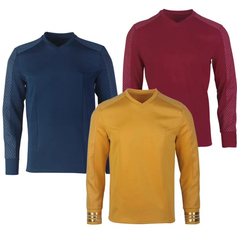 

Star Strange New Worlds Rek Pike Gold Uniforms Starfleet Red Blue Top Shirts Cosplay Costume Halloween ST Accessories