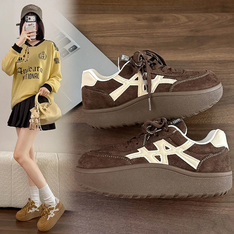 Zapatos de tabla de entrenamiento retro bajos para mujer, calzado deportivo antideslizante, resistente al desgaste, con plataforma, versátil e informal para estudiantes