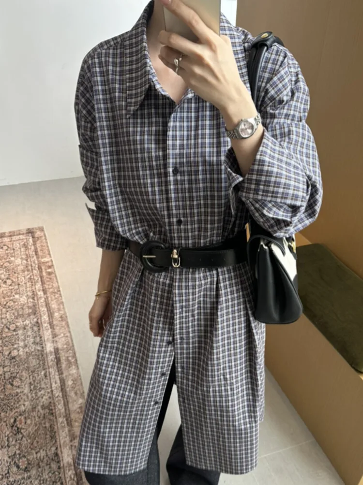 KWTX Camicia da donna con risvolto scozzese vintage, materiale di alta qualità, comoda, chic, casual, vestibilità oversize, stile retrò