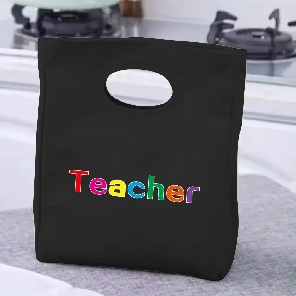 Portable Lunch Bag Cooler Picnic Insulated Thermal Lunch Box Pouch Teacher Element Print Handbags School Food Storage Bags