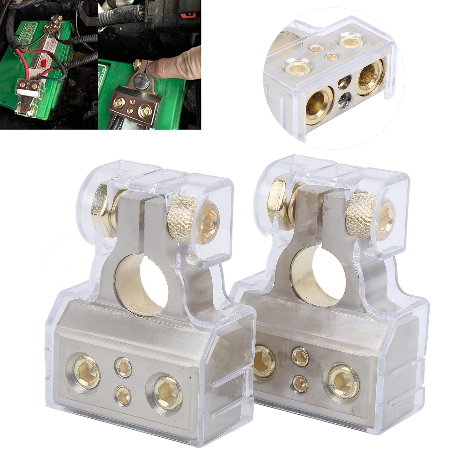 Car Battery Terminal Connector Pair Battery Terminal Connector Negative and Positive 0/4/8/10 AWG for Car Boat Truck Motorcycle