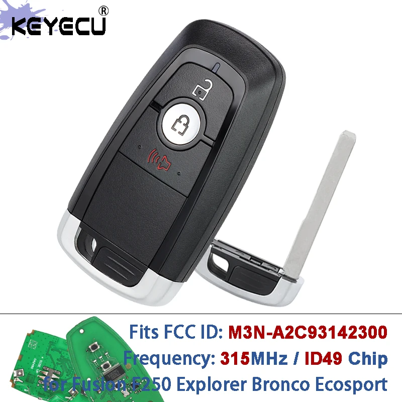 

KEYECU M3N-A2C93142300 164-R8163 315 МГц ID49 чип умный дистанционный брелок для Ford Fusion F250 F350 F450 Explorer Bronco Ecosport