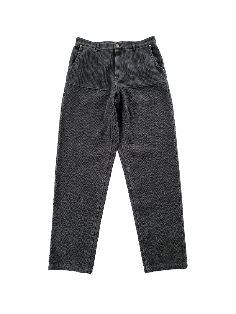 Men's Sashiko Tapered Pants Loose Fit Mid-waist Japanese Style Trousers