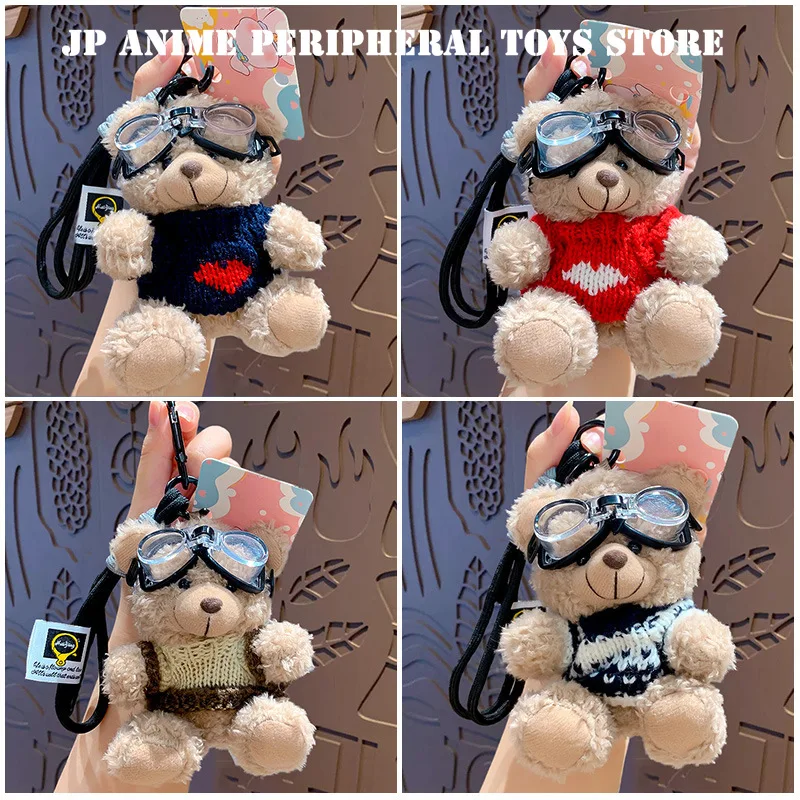 Pendentif ours en peluche créatif et tendance, dessin animé mignon moto cavalier ours porte-clés sac à dos décoration cadeau d'anniversaire pour enfants