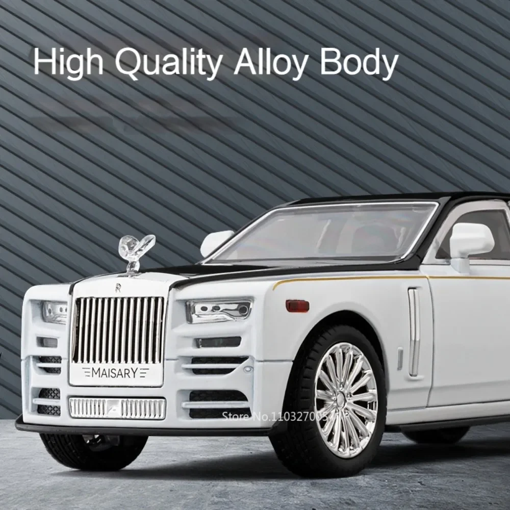 1/22 Rolls-Royce Phantom Speelgoed Model Auto Legering Diecast 7 Deuren Geopend Geluid Licht Trek Rubberband Voertuig Speelgoed Cadeau voor Kinderen