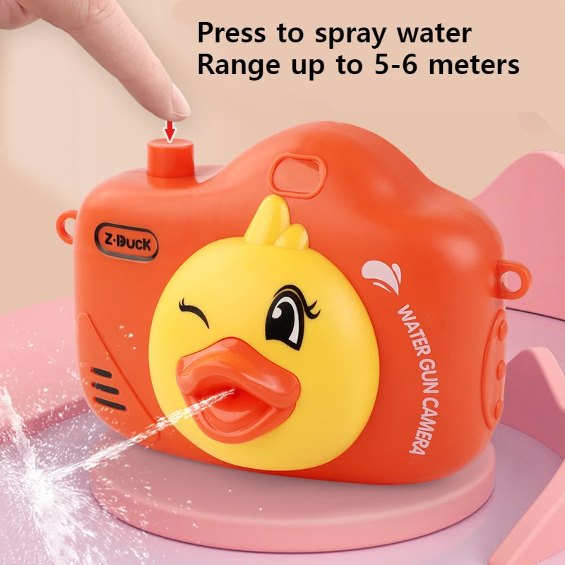 KR New Cartoon Camera Water Gun Toy No Battery Animal Duck Model Soaker Spray Blaster Pool Outdoor Bath Toys for Kids Gifts Boys