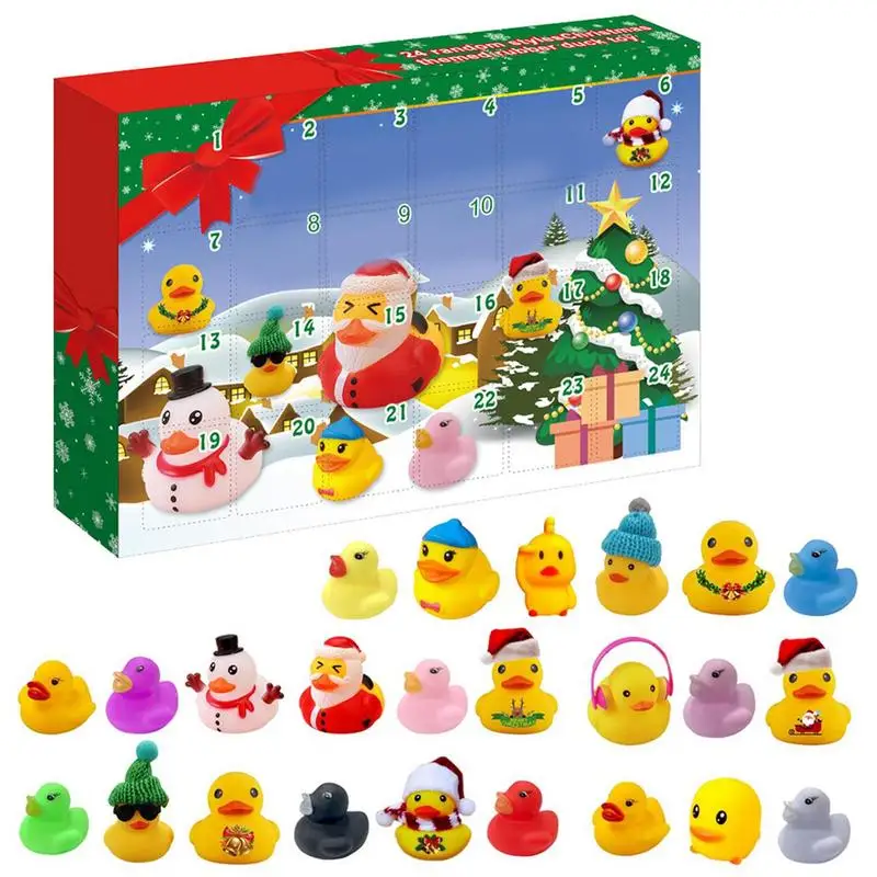 

Christmas Rubber Duck Advent Calendar 2022 Yellow Duck Bath Toy Christmas Party Favor Gifts for Kids 24 Grid Creative Toys