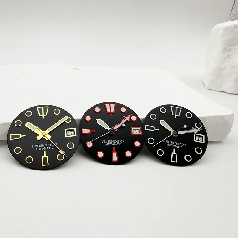 NH35 Watch Dial 28.5MM C3 Green Luminous Face For NH35 NH36 Movement Fits SKX007 SKX009 Watch Case Watch Modification Components