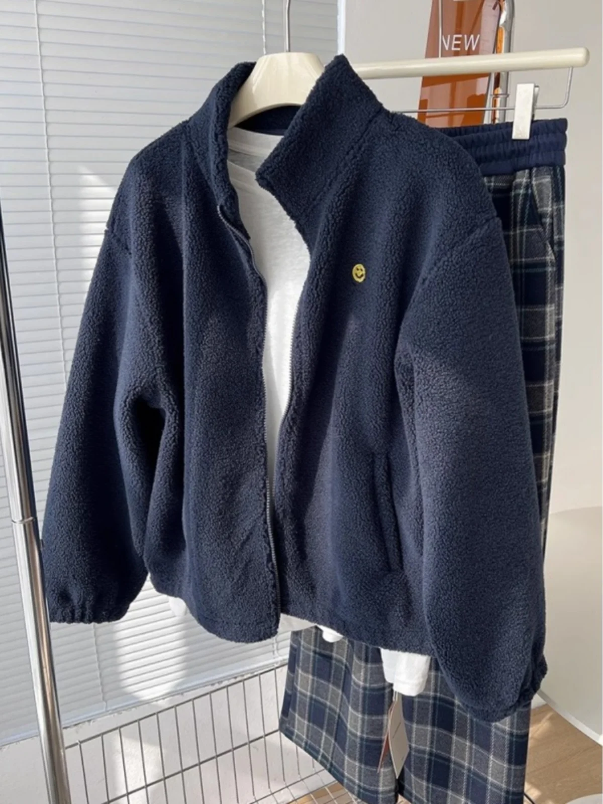 

Теплая женская зимняя куртка из овечьей шерсти с флисовой подкладкой, на молнии, в корейском стиле, повседневная, маленького размера