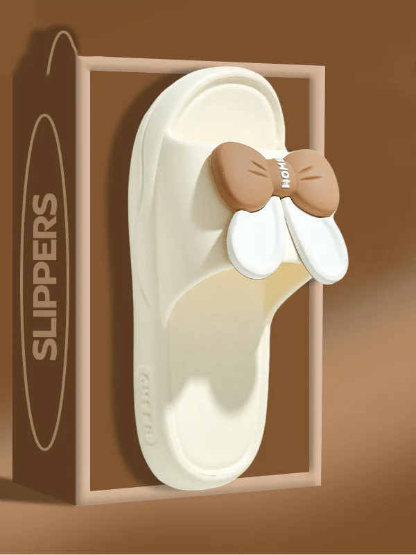 

Женские летние однотонные домашние тапочки с бантом, повседневные мягкие нескользящие тапочки для ванной комнаты с плоской подошвой, размеры 36-41