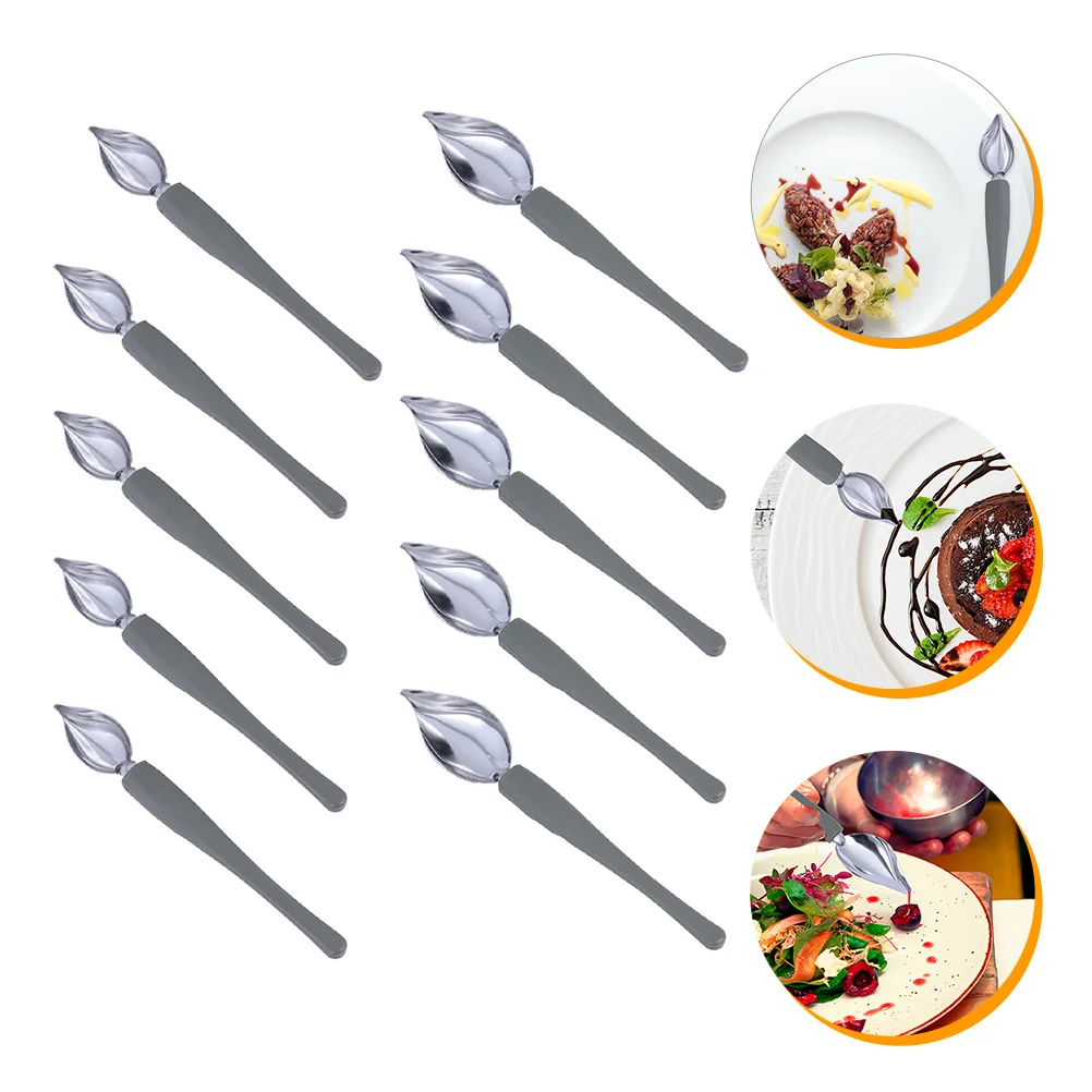 

10 Pcs Piping Spoon Lead Pencils Drawing Spoons for Decorating Chef Chocolate Tool Stainless Steel Dessert DIY Culinary