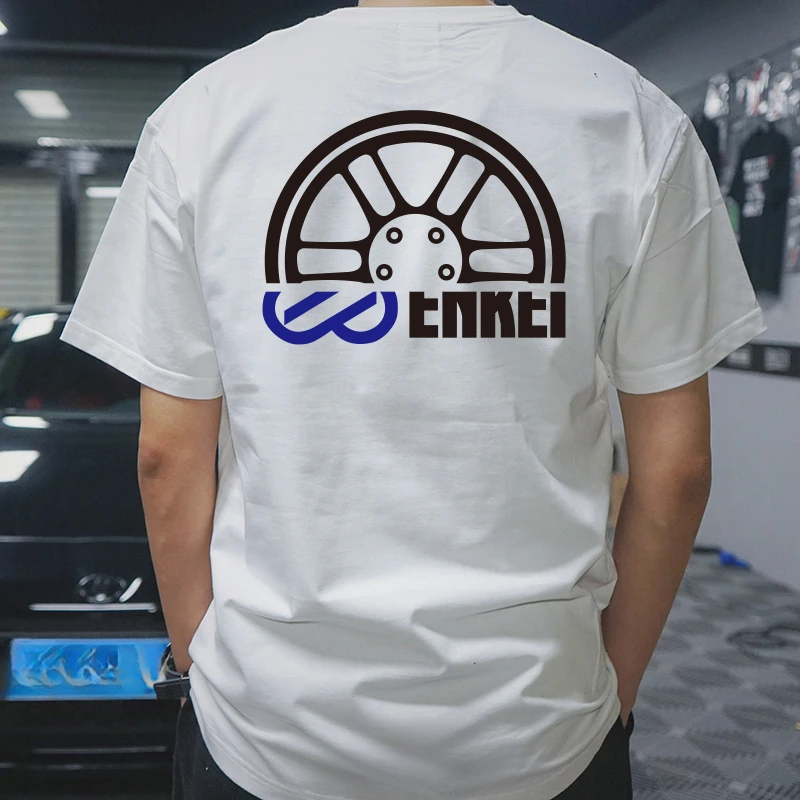 

Japanese JDM Modified Car ENKEI Wheel Print Short-sleeved T-shirt Commuter Sports Cycling Short-sleeved Unisex Motorcycle