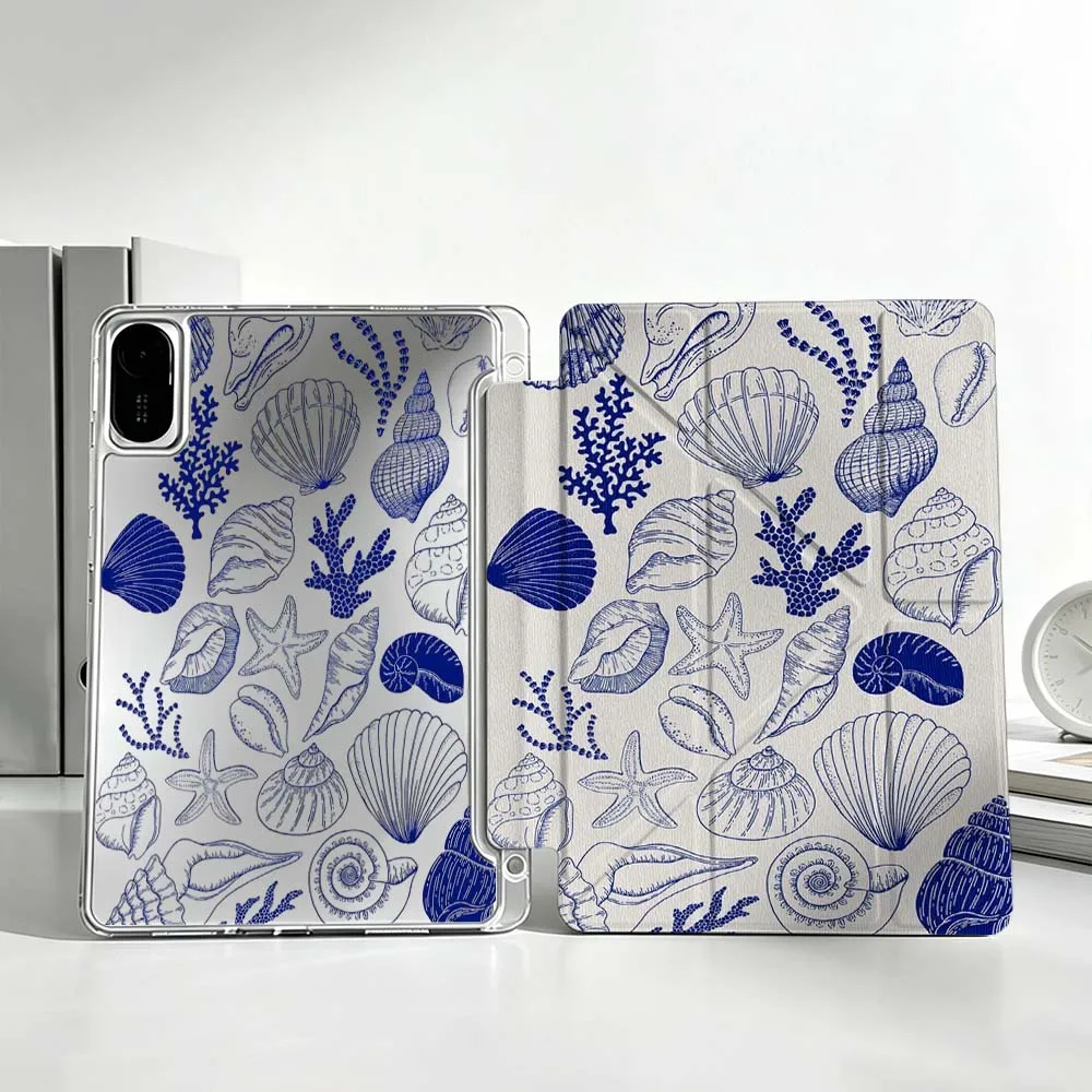 Seashells Starfish Conch Shells For Xiaomi Mi Pad 8 7 6 5 Pro Redmi Pad SE 2 Poco Pad Foldable 3Y Tablet Case Soft view 2