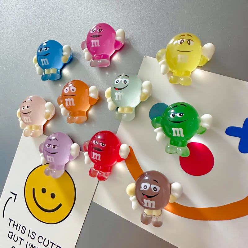 Kawaii Cartoon M Bean Food Fridge Magnets,Cute Decorative Magnets Set,Personalized Refrigerator Whiteboard Magnet Locker Cabinet view 3
