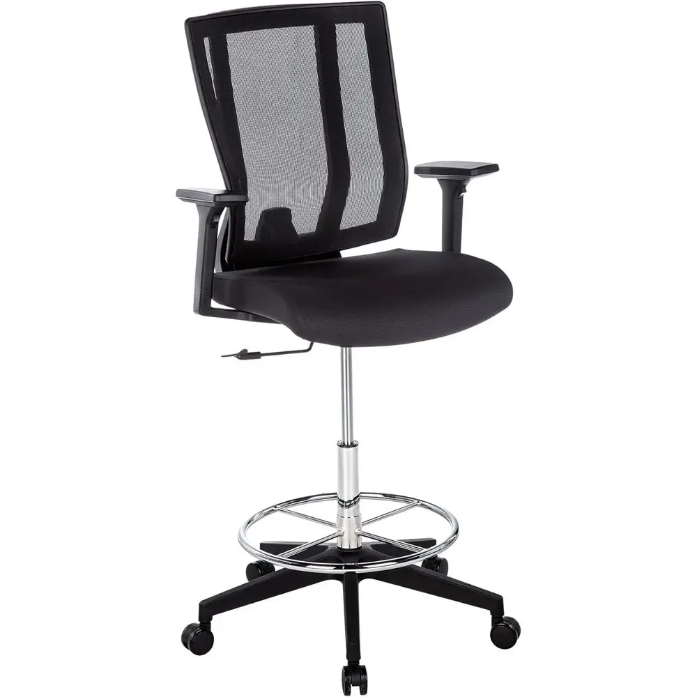 

Ergonomic Tall Adjustable Office Chair with Footrest and Casters - Mesh Back Support for Artists and Counter Work - Black